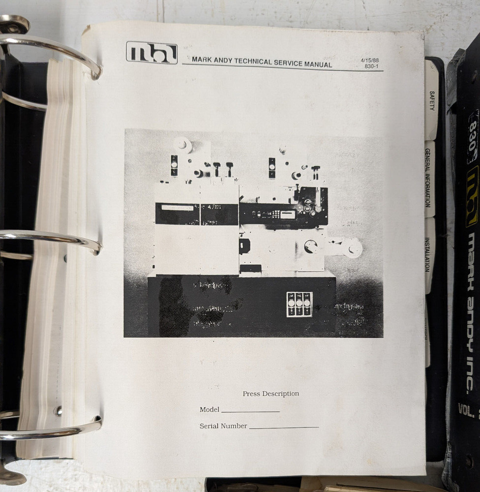 Mark Andy 830 System Press Service Manuals