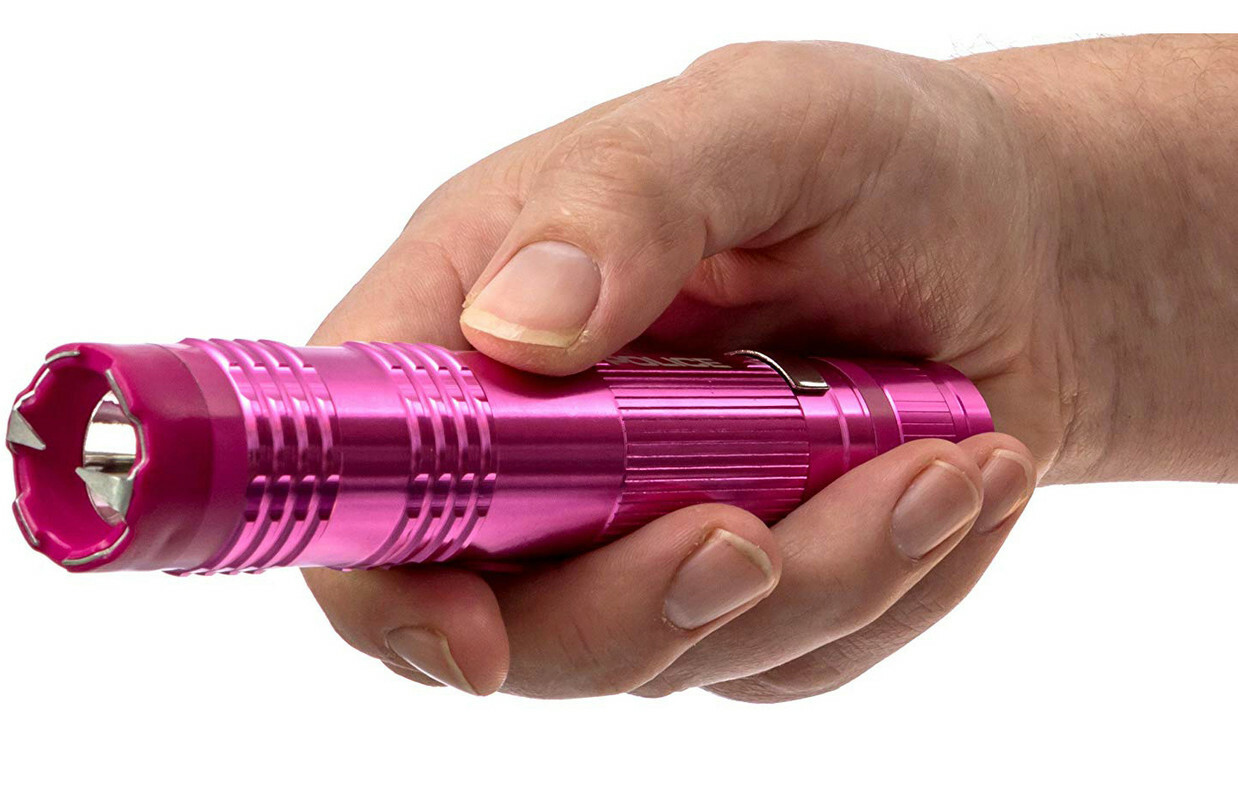 POLICE Stun Gun M12 700 BV Metal Rechargeable LED Flashlight Pink