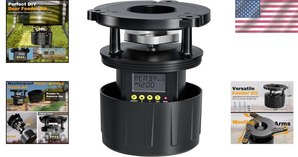 Automatic Digital Timer Deer Feeder Kit with Battery and Solar Compatibility