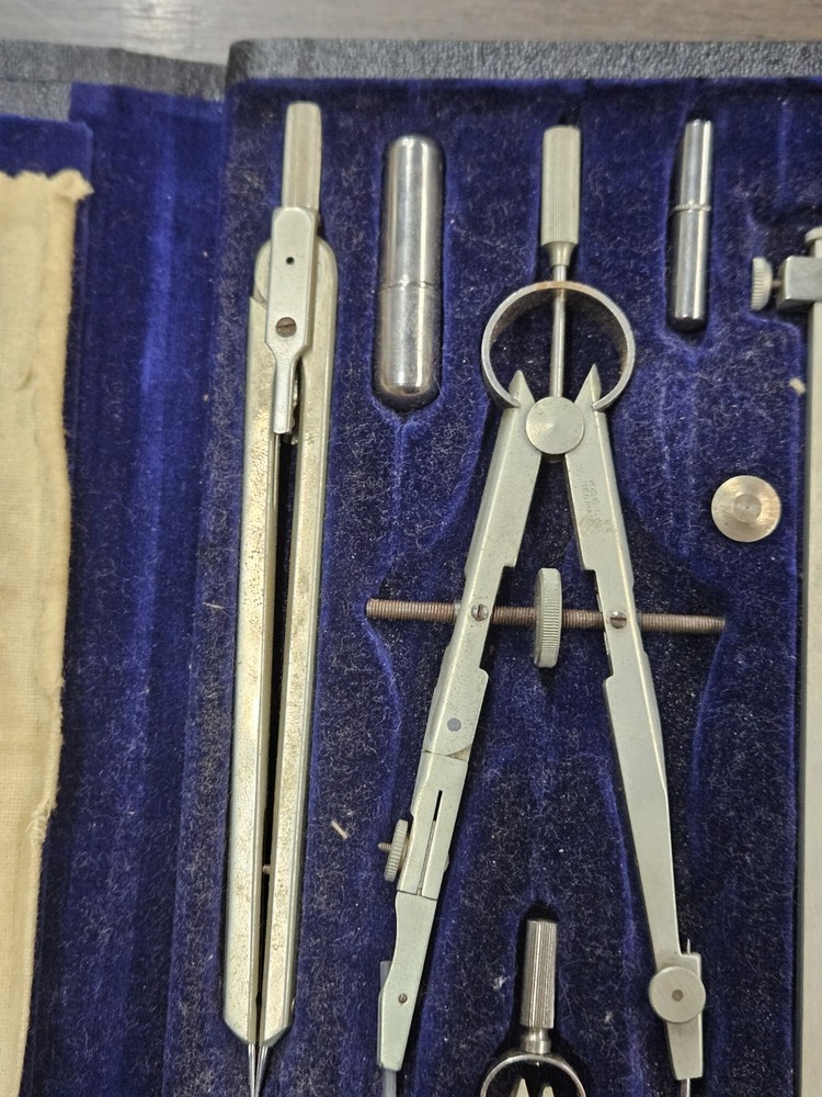 Vintage K&E Drafting Set Drawing Instruments Complete w/Original Towel and Case