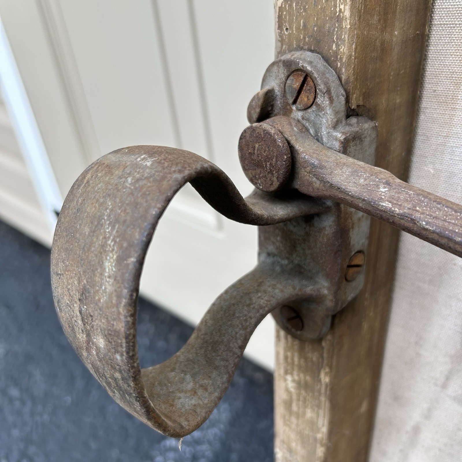 Antique World War 1 Era Medic Stretcher Canvas Gurney Litter WWI Iron Loop Feet