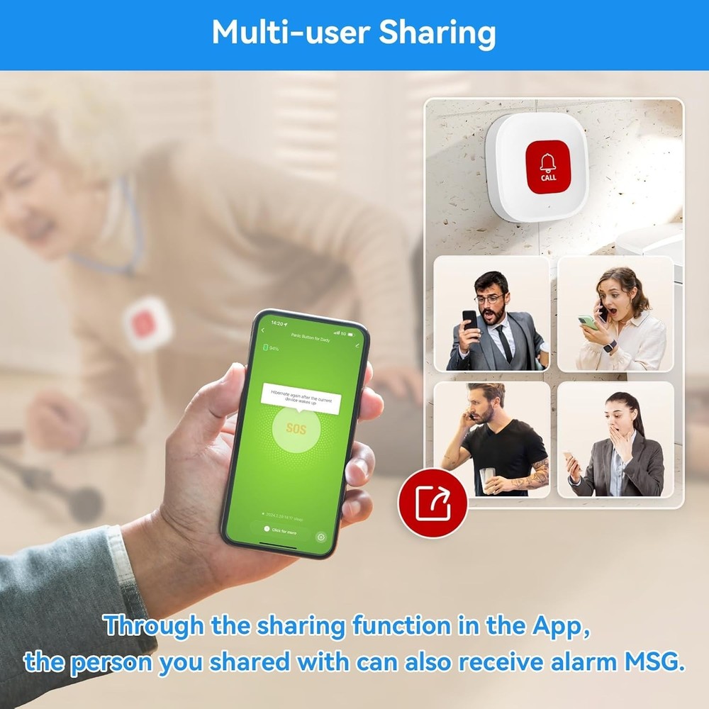 Battery-Powered Elderly Call Button: Quick Alerts, Easy Installation - 15M Range