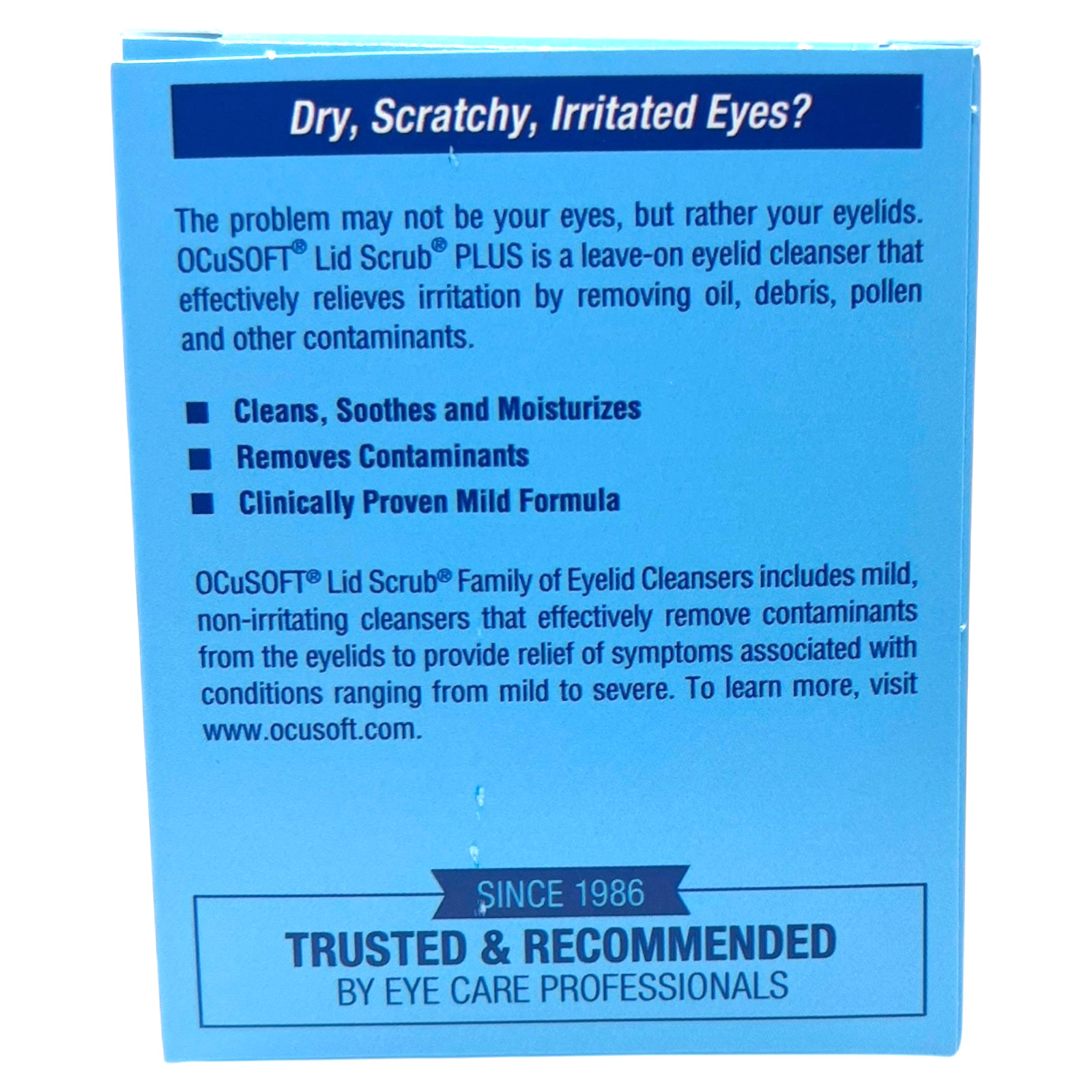 AUTHENTIC & NEW - OCUSOFT LID SCRUB PLUS - PRE-MOIST PADS - 30 CT (EXP. 08/28)