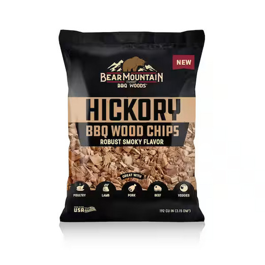 192 cu in Hickory BBQ Wood Chips Smoking Grill Flavor Natural Hardwood