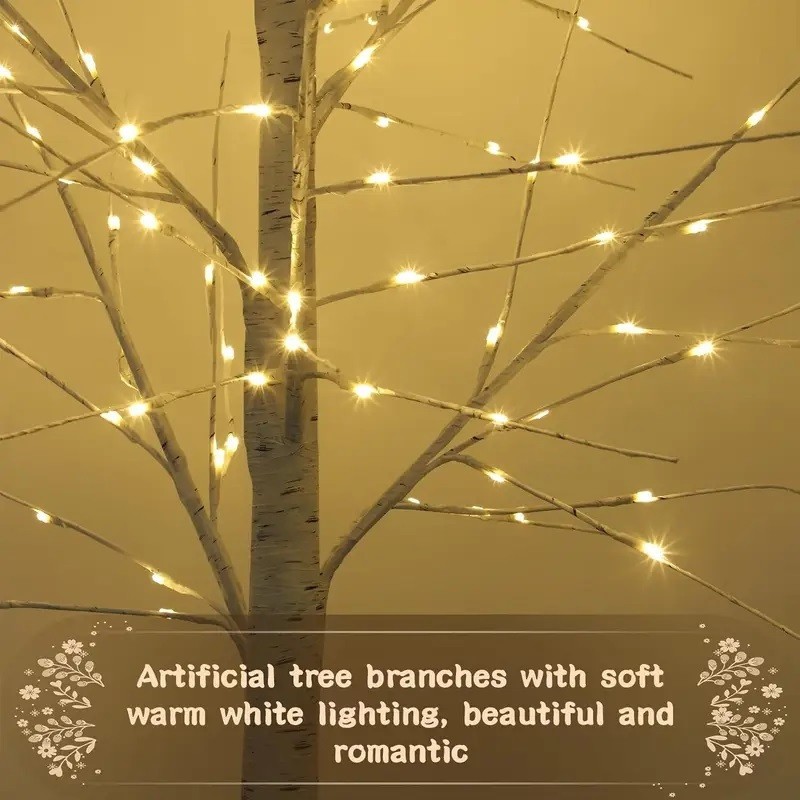 6FT Artificial Lighted Birch Tree Fairy Lights Faux Tree Xmas Party Home Decor
