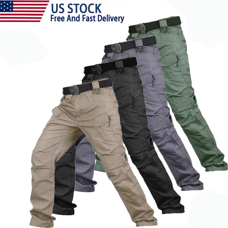 Mens Cargo Pants Tactical Waterproof Work Outdoor Hiking Combat Trousers  USA