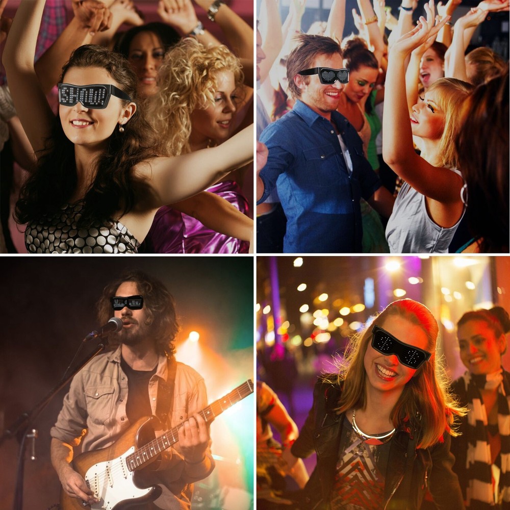 Customizable LED Glasses with Bluetooth, APP ControlDIY Text MessagesWhite Light
