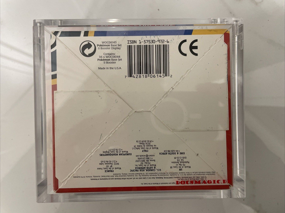 Pokemon EMPTY Booster Box Mint Condition WOTC Base 2 with Plexi Case