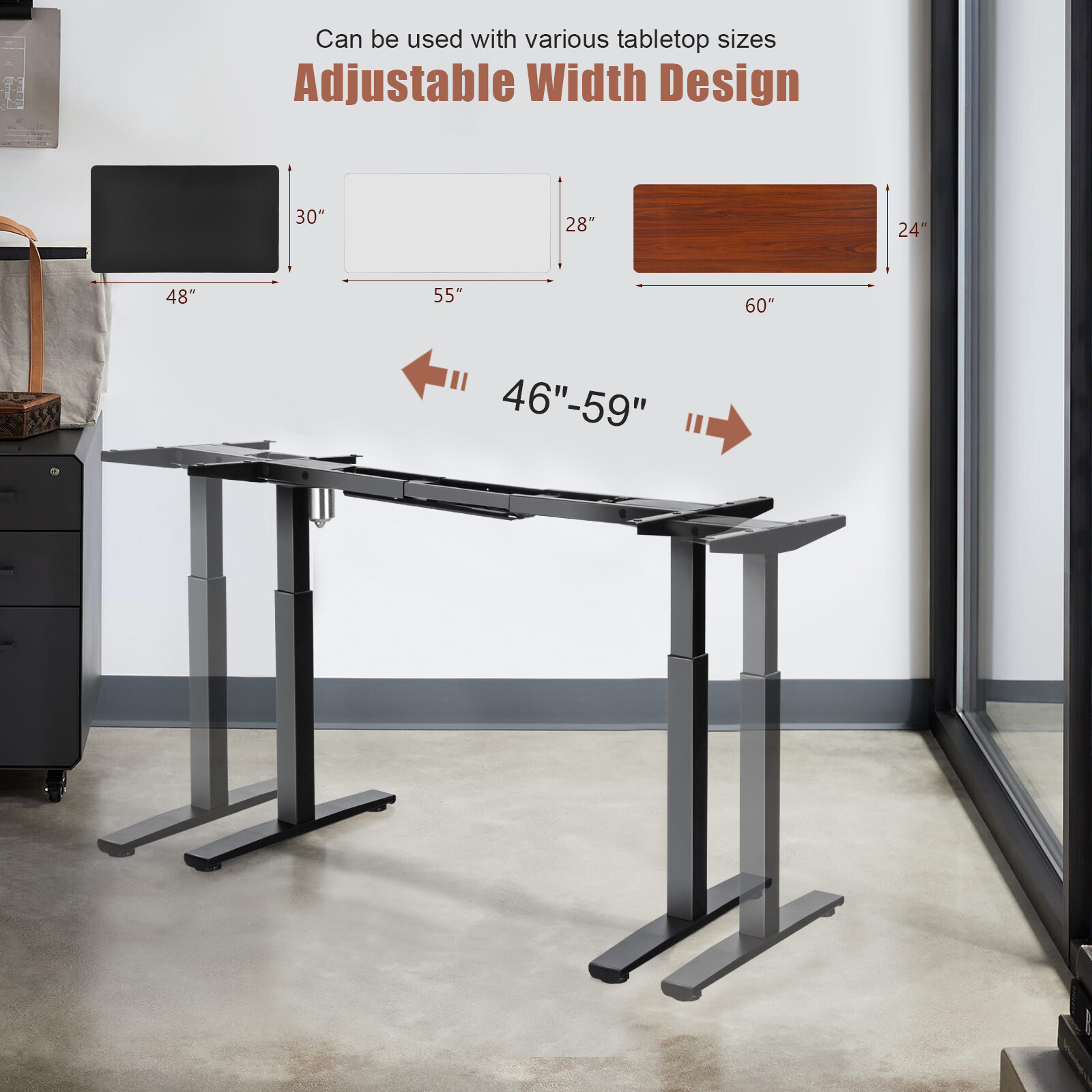 Electric Standup Desk Frame Ergonomic Sit to Stand Adjustable Workstation Base