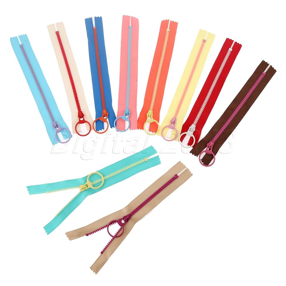 10Pcs Hanging Ring Puller Closed End Resin Zipper Zip For Bag Pouch Sewing