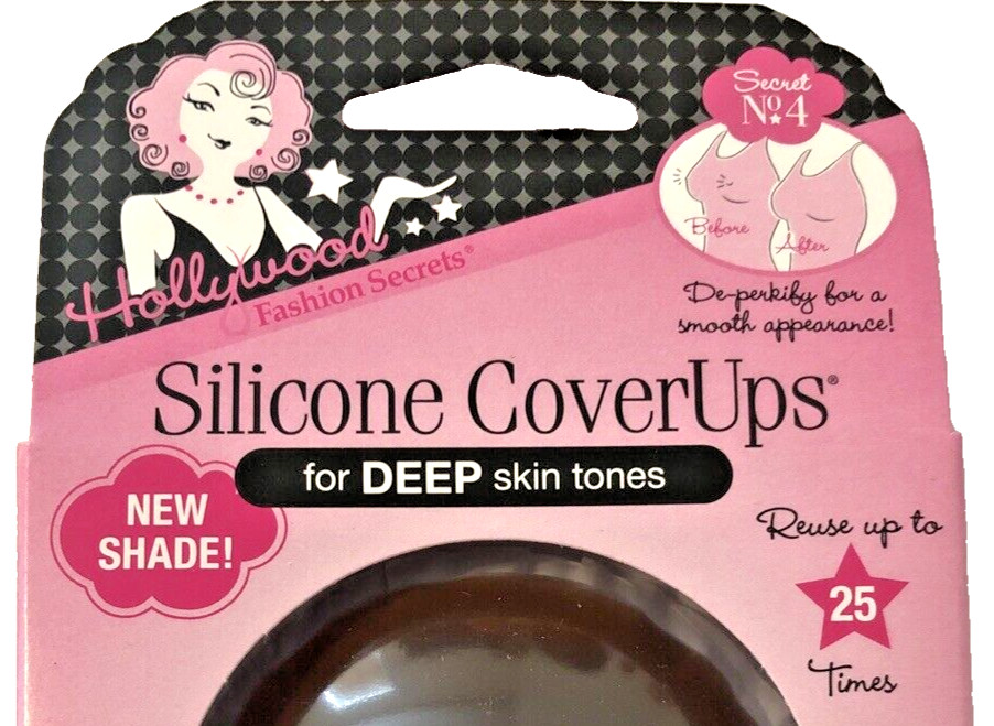 Hollywood Fashion Secrets Silicone CoverUps Dark Shade 1 Pair With Case Lot of 2