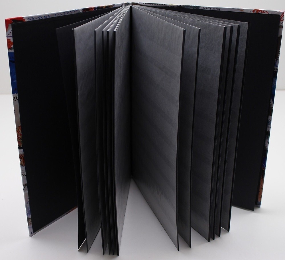 32 Page World Stamp Stock Book Black Pages Double Glassine Interleaves 9 Strips