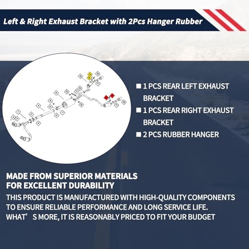 Rear Left & Right Exhaust Bracket Muffler Support Assembly Right+Left