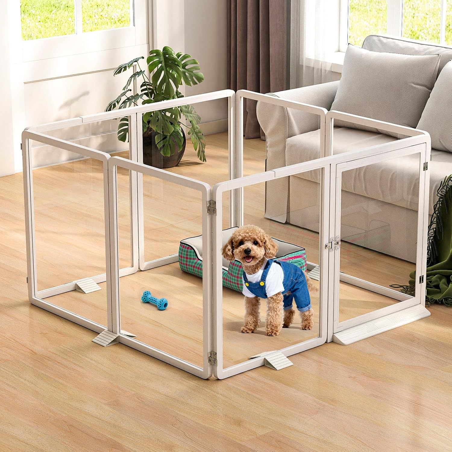 NAIZEA 26"H Clear Acrylic Dog Playpen Indoor, Puppy Cat Pet Play Pen 8 &10 Panel