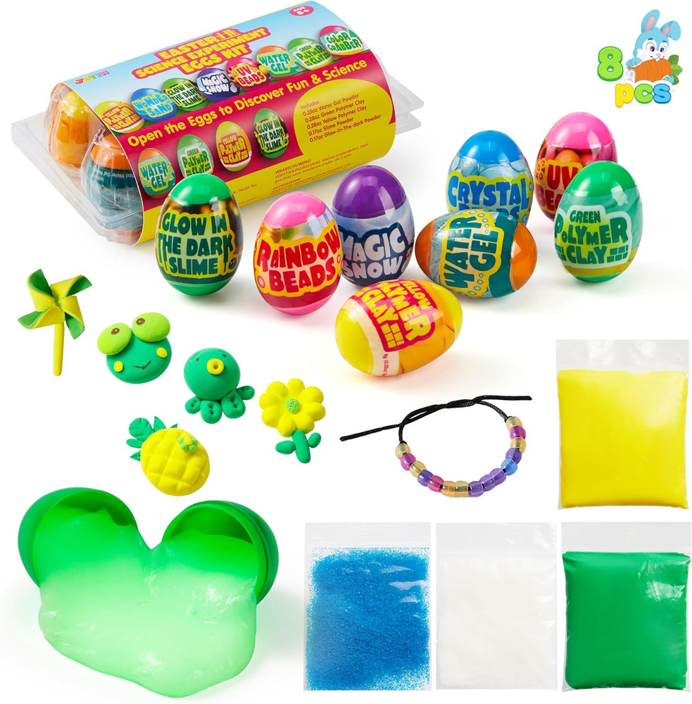 8 Pcs Easter Science Experiment Eggs, Colorful Eggs Prefilled with Science Ac...