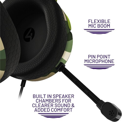 PC Accessory: Wired Headset - 4Gamers C6-100 WAVE - Forest Camo: Compatible with