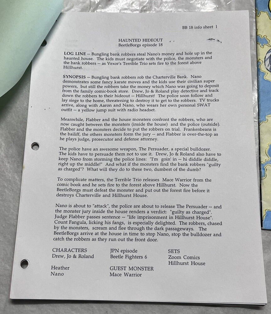 Saban's Beetleborgs Original TV Show Script & Prop Comic Book Haunted Hideout