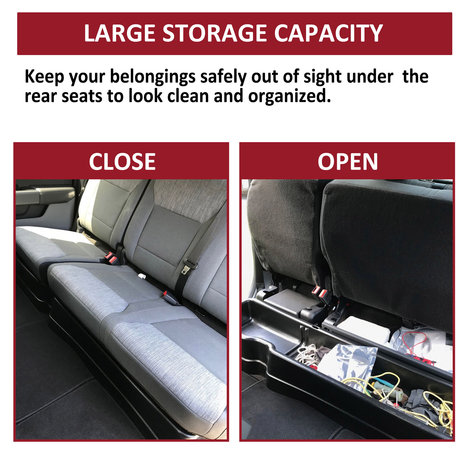 Under Seat Storage Box For 15-24 F150 17-20 F250 F350 18-24 F450 Super Crew Cab