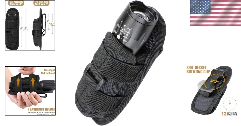 Tactical Flashlight Holster with Elastic Closure - Camping Essential