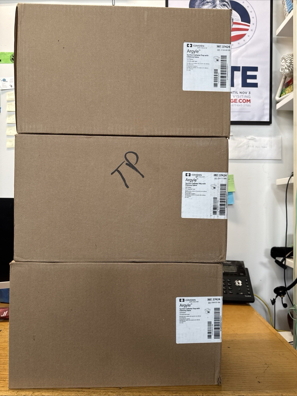 Cardinal Argyle Suction Catheter Tray W/ Chimey Valve 14 Fr/Ch 37424 Case 150pcs