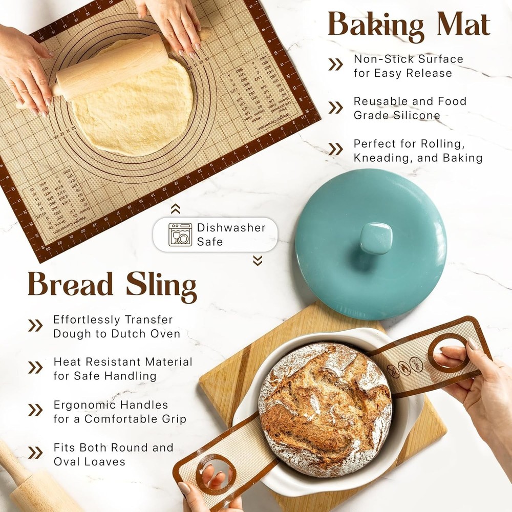 17-Piece Sourdough Starter Kit with Proofing Baskets & Essential Baking Tools