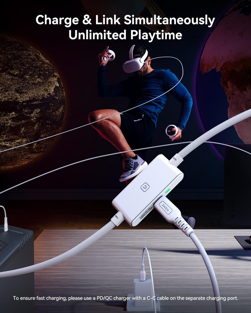 INIU 16ft Premium VR Link Cable with Charging, USB 3.0 Compatible White
