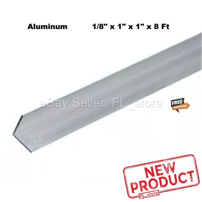 Aluminum Angle 1/8" x 1" x 8 Feet Length Unpolished Alloy 6061 90° Stock NEW