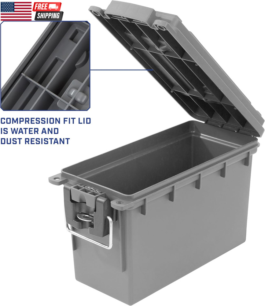 12628 Ammo Storage Box, Stackable .30 Cal Field Boxes, Water and Dust Resistant,