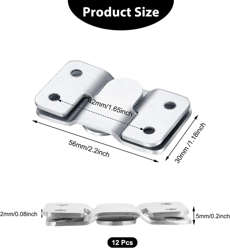 Flush Mount Bracket, Interlocking Photo Frame Hook 56 x Large 6Pairs, Silver