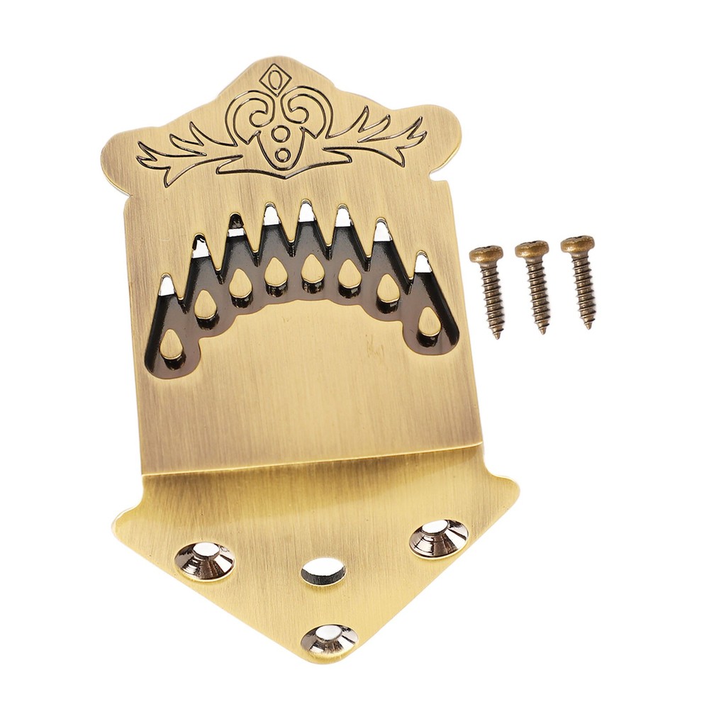 Metal Bronze 8-String Mandolin Tailpiece Feather Pattern Instrument Part