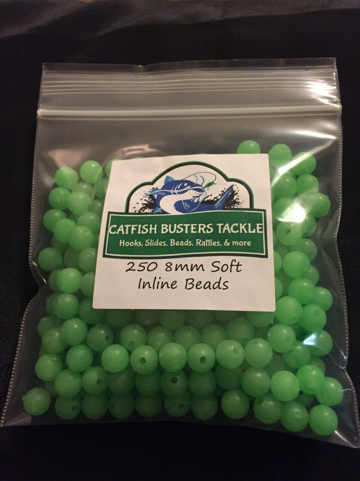8mm SOFT LUMINOUS GREEN INLINE FISHING BEADS (250 Piece) BULK - SINKER STOPS