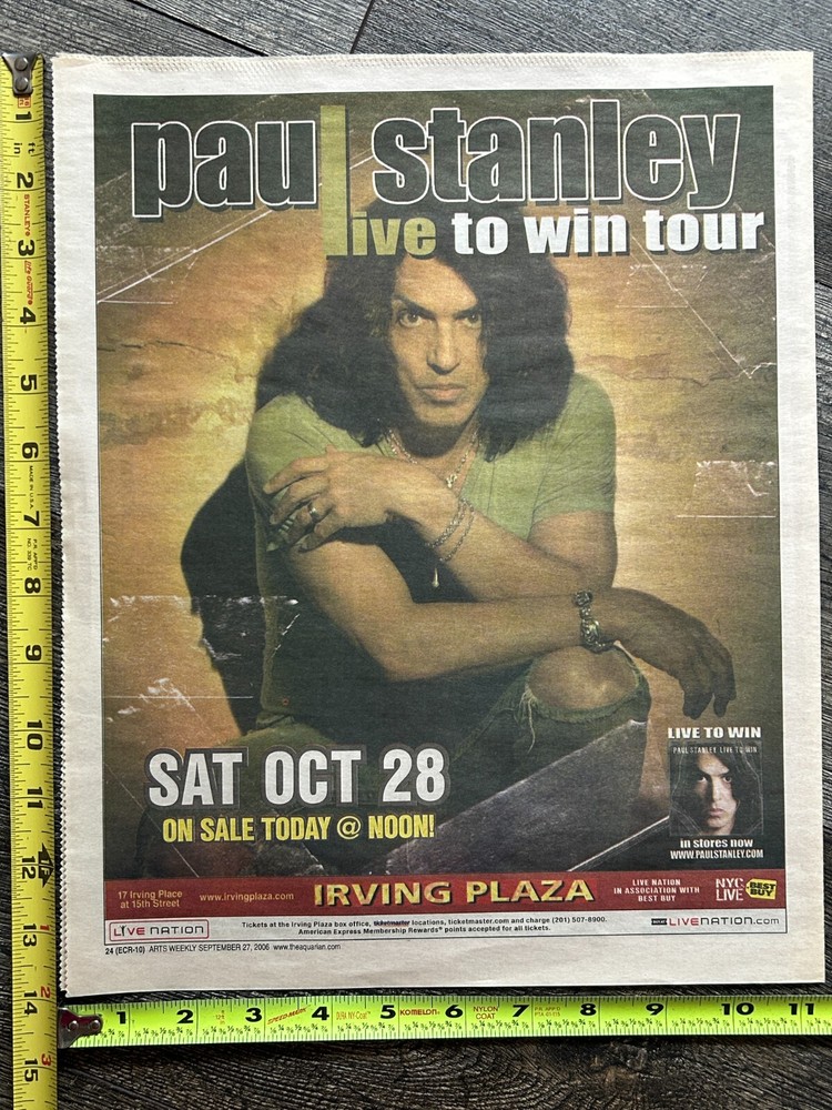 KISS Concert Ad PAUL STANLEY Live To Win Tour Irving Plaza NYC 2006 Vintage Kiss