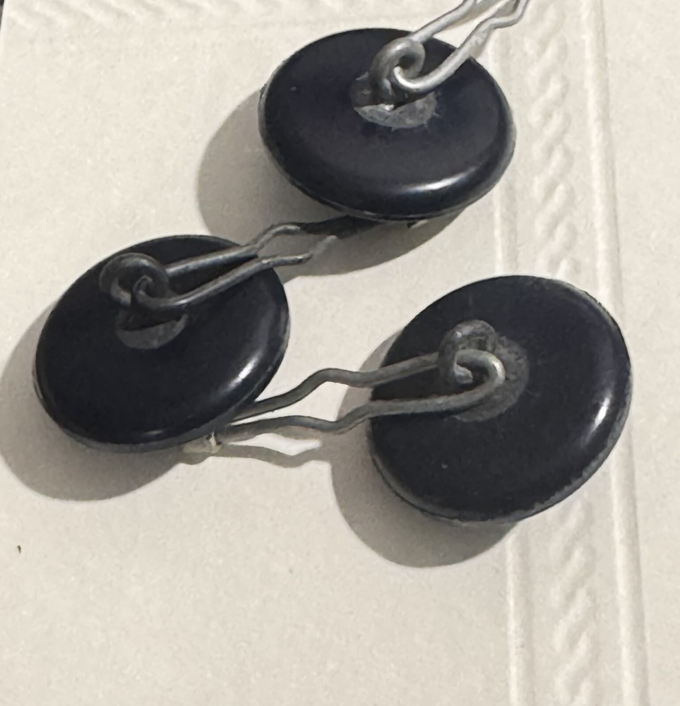 (3) VTG Military Buttons Embossed Eagle Crest .75” Navy Black Toggle Back Loop