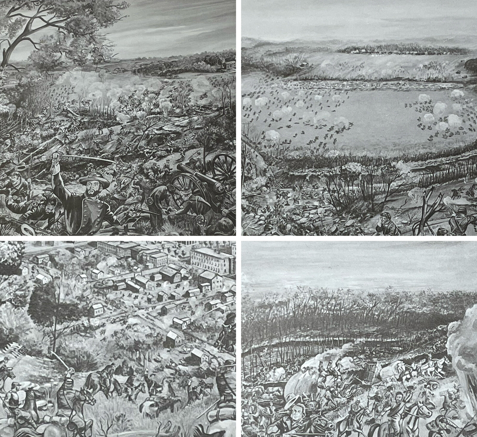 4 Civil War Prints Westport Historical Society Kansas City Missouri Battles RARE