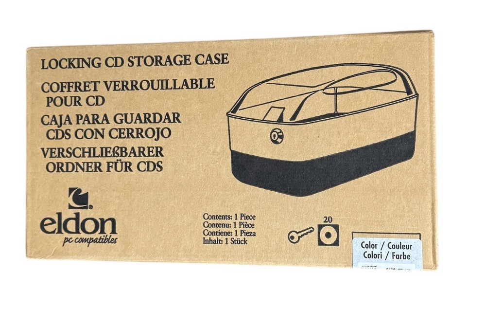 Eldon PC CD ROM Storage Locking Case Caddy Holder - Holds 20 Disks - With Key