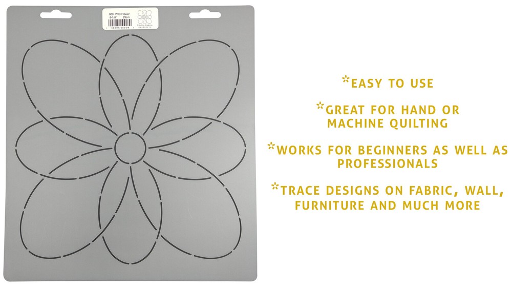 Quilting Stencil Simple Flower Quilt Pattern Block 9.1" Continuous Line Template