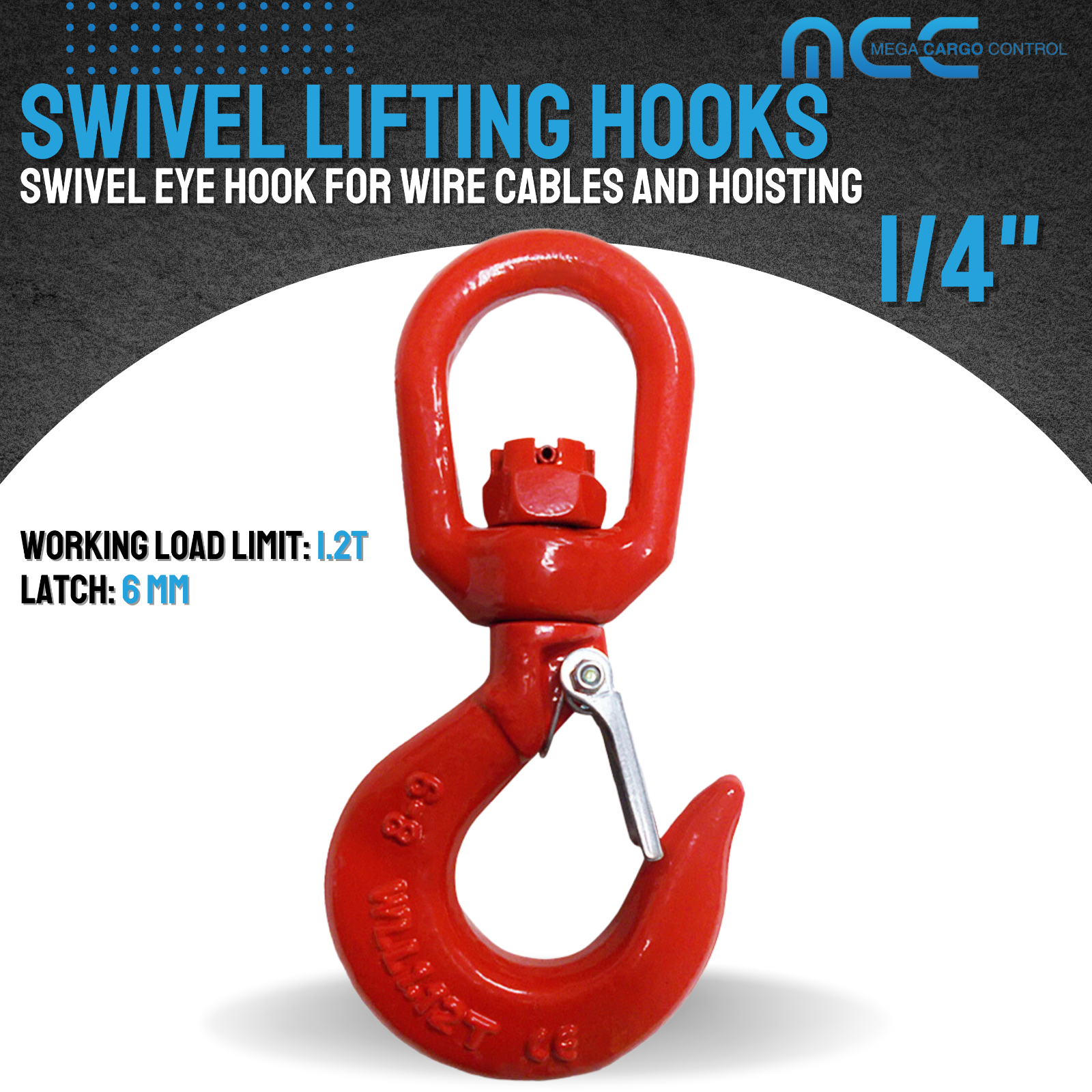 G80 Heavy Duty 1.2T - 5T Swivel Lifting Hook w/ Latch for Lifting Hoist Rigging