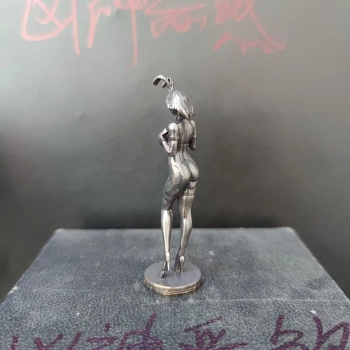 Black Pure Copper Rabbit Girl Nude Body Statue Art Hand-me-down Model Ornament 1