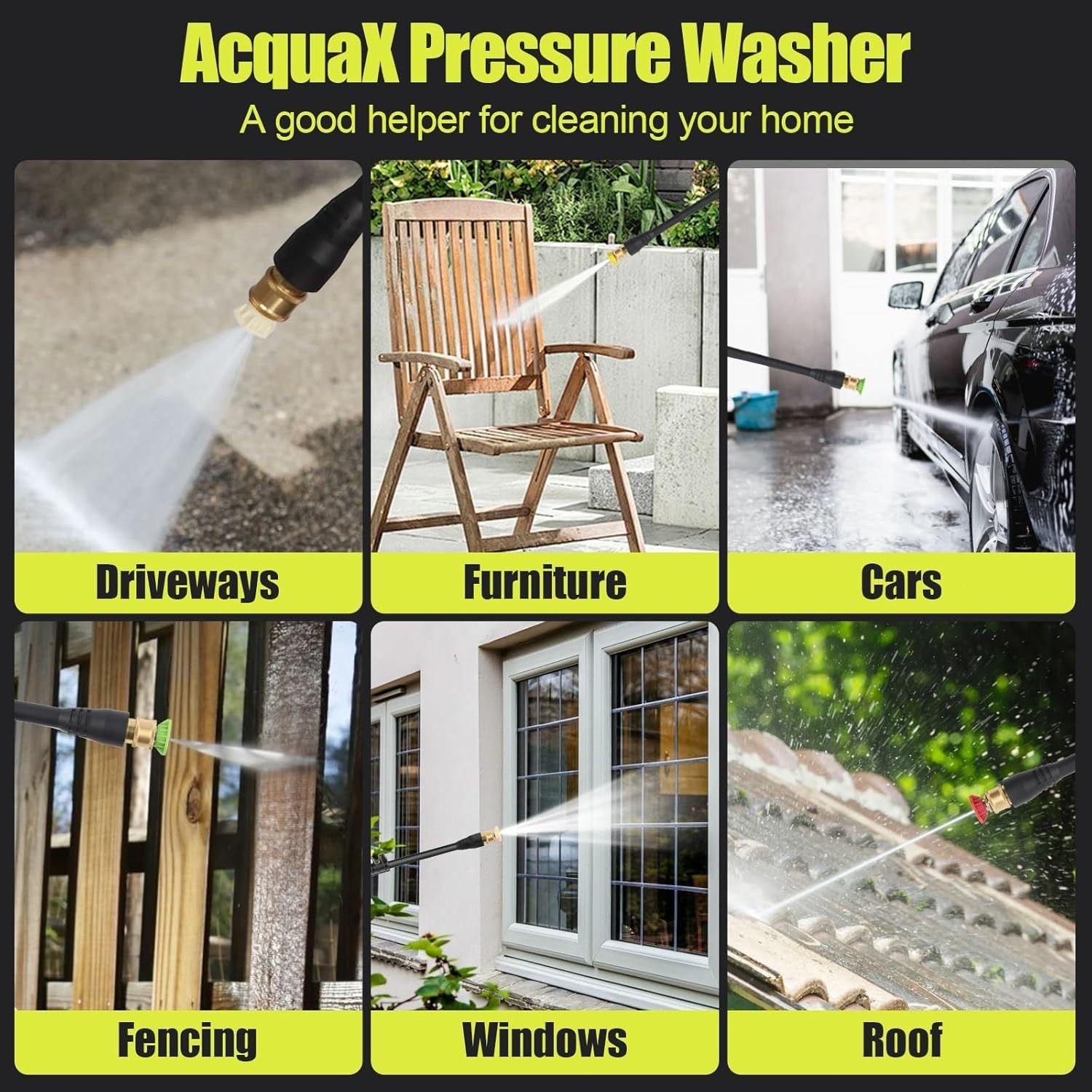 Electric Pressure Washer 4800PSI Max 4.0 GPM Power Washer Cleaning Machine Green