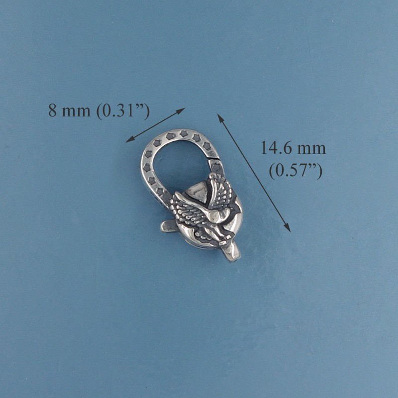 Vintage Sterling Silver Eagle Lobster Claw Clasp Connector 14.6mm #44096