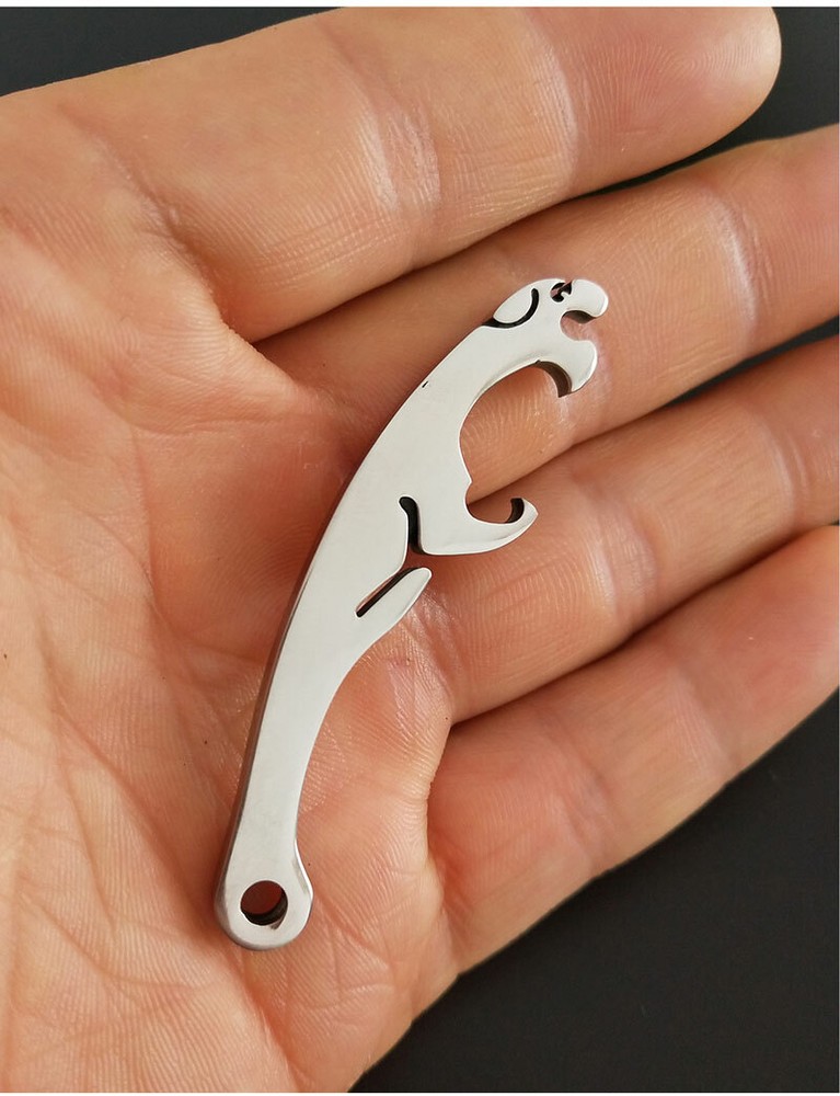 Leopard Shaped Keychain Bottle Opener Functional Art Design Keyring
