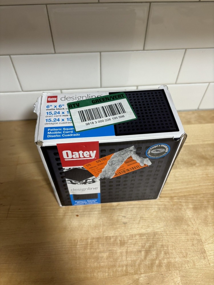 Oatey Designline Shower Drain w/ Square Pattern Drain 6"x6" MISSING ONE PART