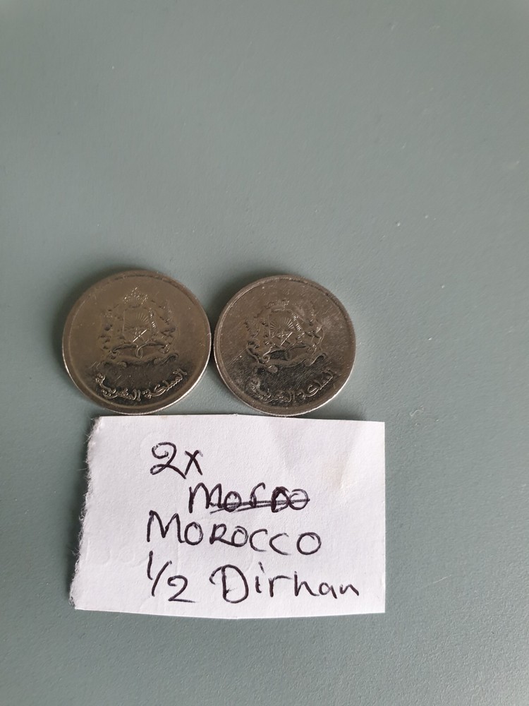 2012 & 2019 Morocco 1/2 Dirham Coin Moroccan Coins