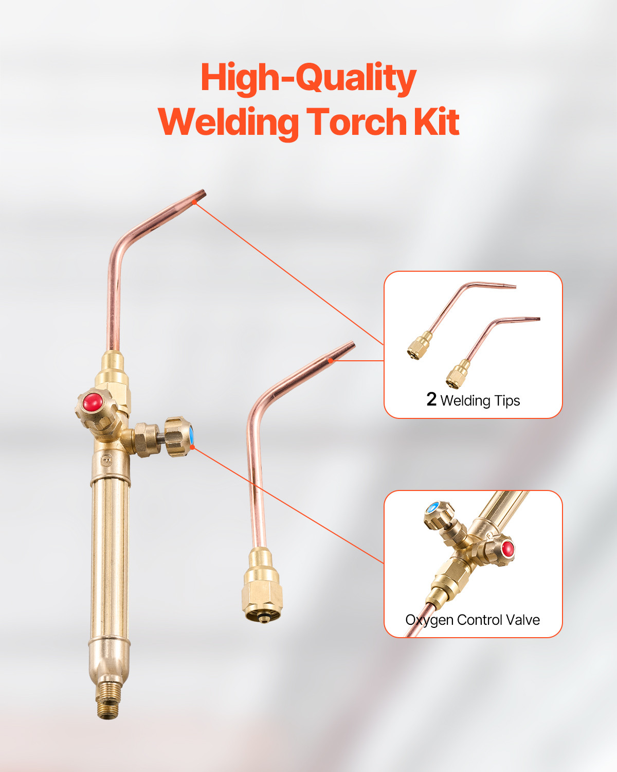 VEVOR Oxygen Acetylene Torch Kit 14PCS Gas Welding & Cylinder Holder 177'' Hose