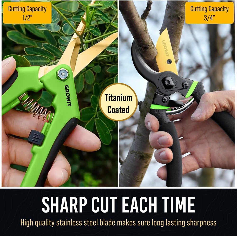 8.5" Professional Bypass Pruning Shears & Gardening Scissors Set - Super Sharp P