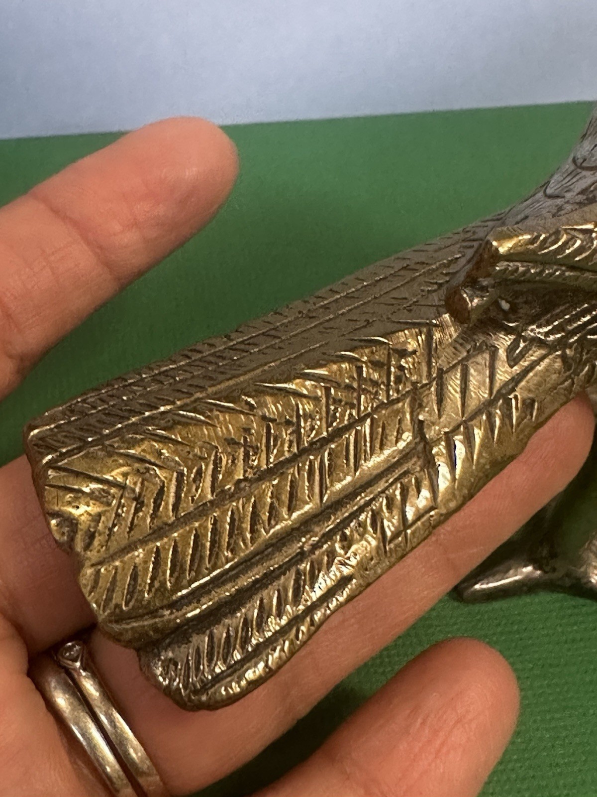 Vintage Solid Brass Bird Ronin? Figurine Peep