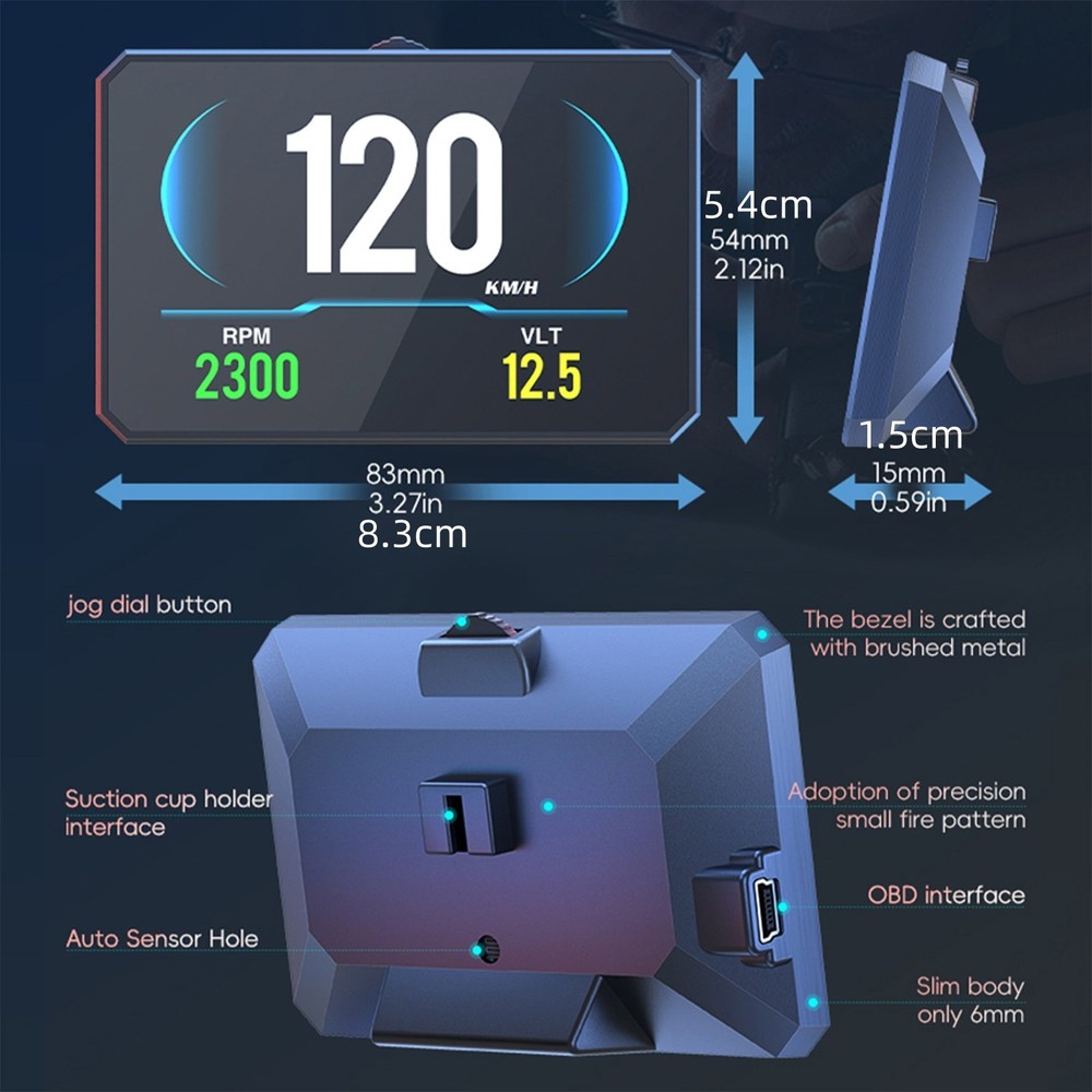 OBD2 Car HUD Head Up Display Speedometer Overspeed Fault Code Reader Scanner