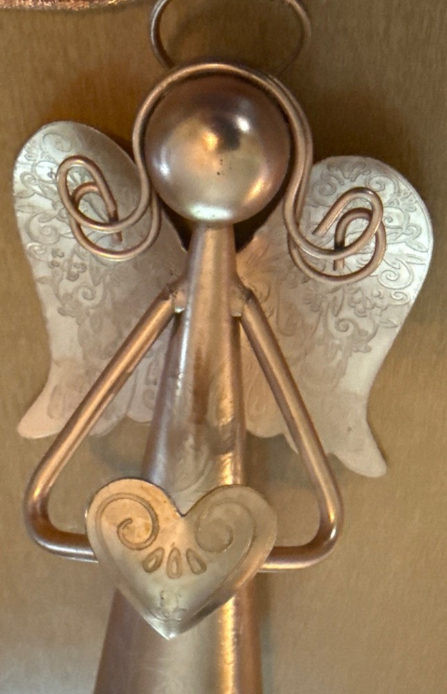 Copper Embossed Angel Bell Ornament 10"