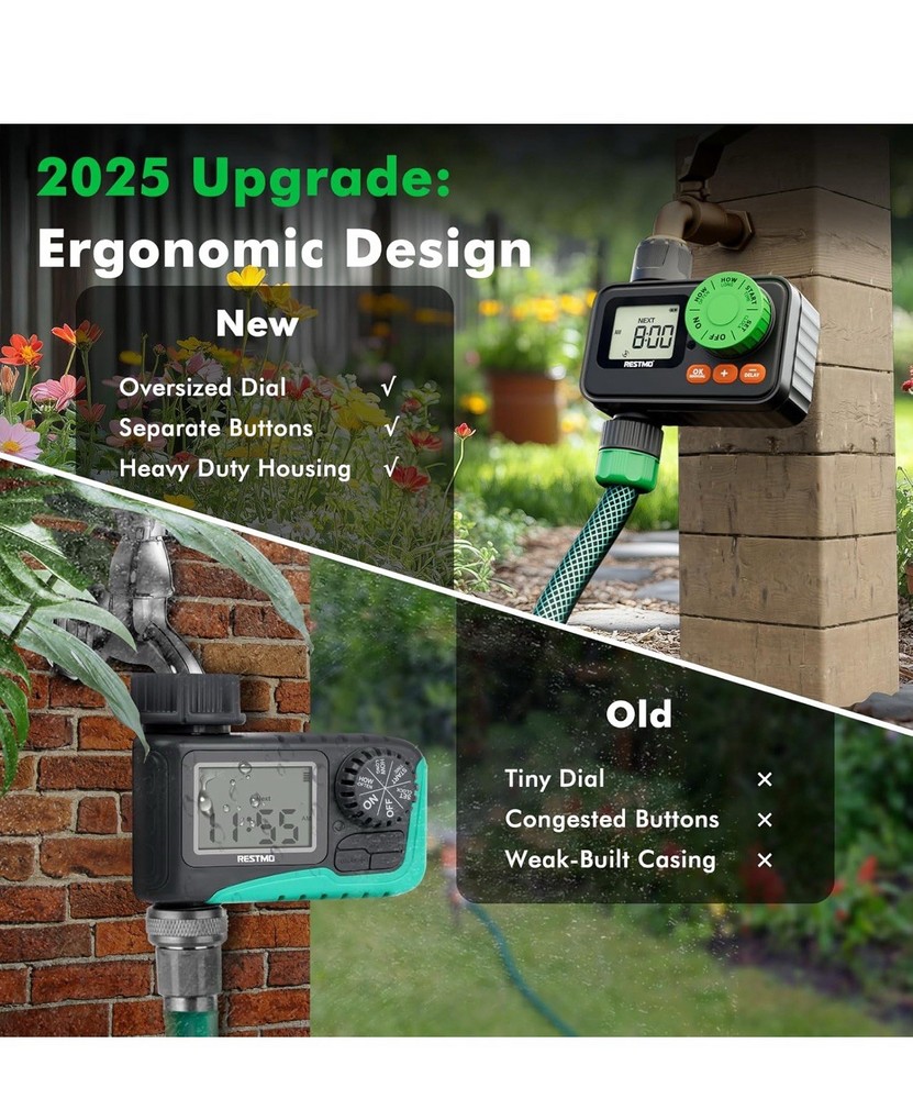 RESTMO Sprinkler Timer, Programmable Water Timer for Garden Hose, Automatic Cont
