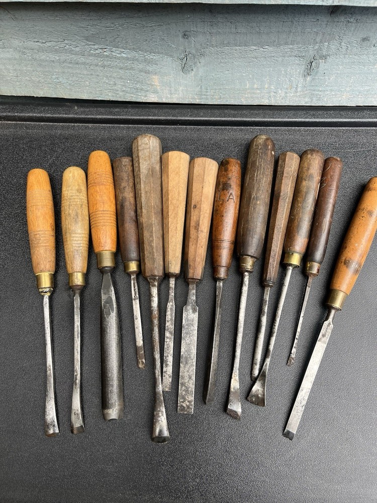 Job Lot 13 Wood Carving Chisels Gouges Spoon Henry Taylor Addis Etc Need Clean